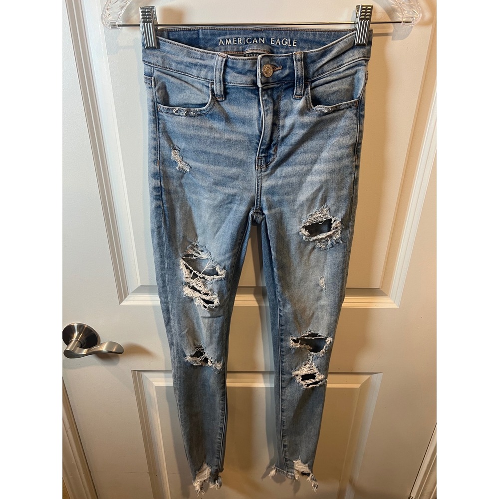 American Eagle Womens Skinny Jeans Next Level Stretch Blue 0 Regular